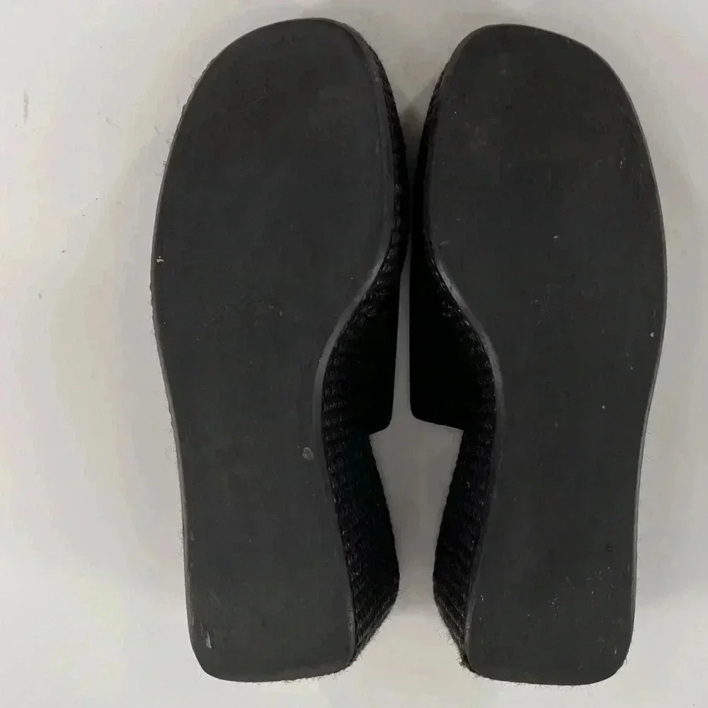 Donald J Pliner womens sandals size 7 black leather chunky platform wedges 90s